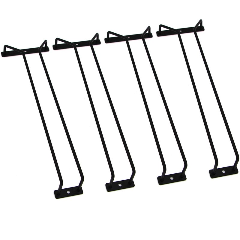 RedDreamer 14-Inch Black Wine Glass Rack, Under Cabinet Wine Glass Holder Stainless Steel Stemware Rack - Hanging Stemware Holder for Cabinet Kitchen Bar, Set of 4 - Image 1